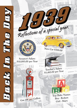 1939 Back In The Day Greeting Card / Booklet (envelope included) - 3 Oak Publishing / Back In The Day